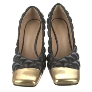 Bottega Veneta Quilted Leather Metal Toe High Heel Pumps Size 39.5